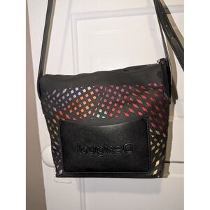 Desigual Black Rainbow Lattice Crossbody bag Geometric Mesh Purse maya calpe